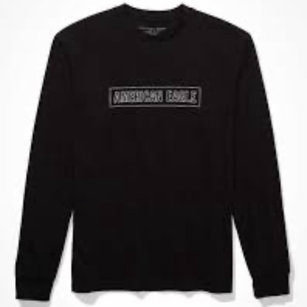𝅺AMERICAN Eagle (AE) Teen Men’s Medium Black Long Sleeved Top, EUC